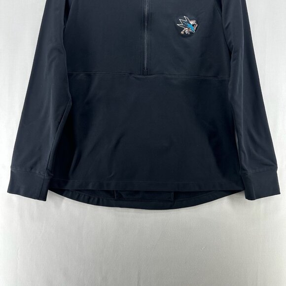 San Jose Sharks Sweatshirt Womens S Levelwear NHL Track 1/2 Zip Pullover Black - Picture 4 of 12